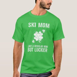 Camiseta Ski Mom St. Patrick's Day Irish Shamrock Skiing Lo