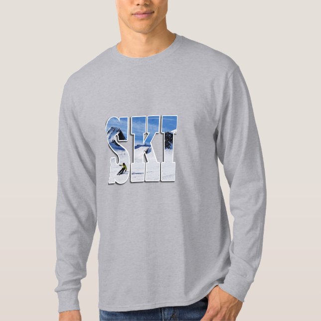 Camiseta SKI - Mountain Slope Typography Design (Anverso)