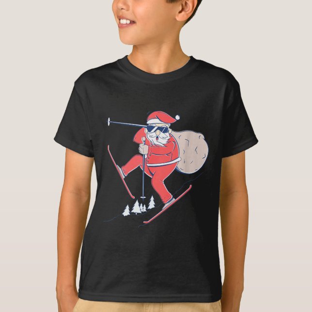 Camiseta Ski Skiing Snow Santa Claus Christmas X-mas Gift  (Anverso)