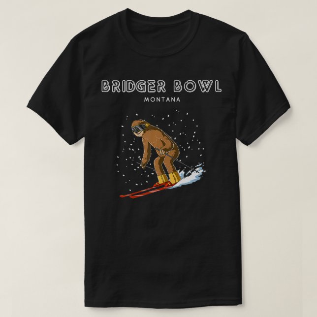 Camiseta Ski Sloth  Bridger Bowl Montana Ski Gift  (Diseño del anverso)