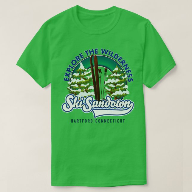Camiseta Ski Sundown Hartford Connecticut poster de esquí (Diseño del anverso)