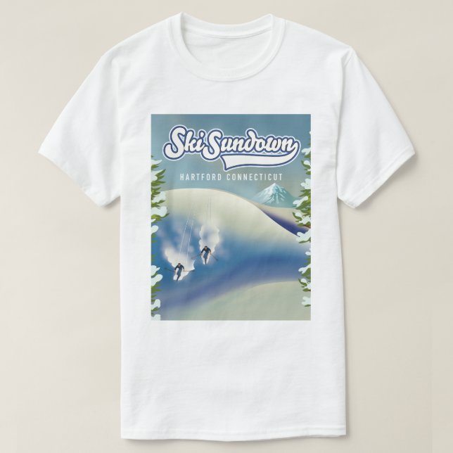 Camiseta Ski Sundown Hartford Connecticut poster de esquí (Diseño del anverso)