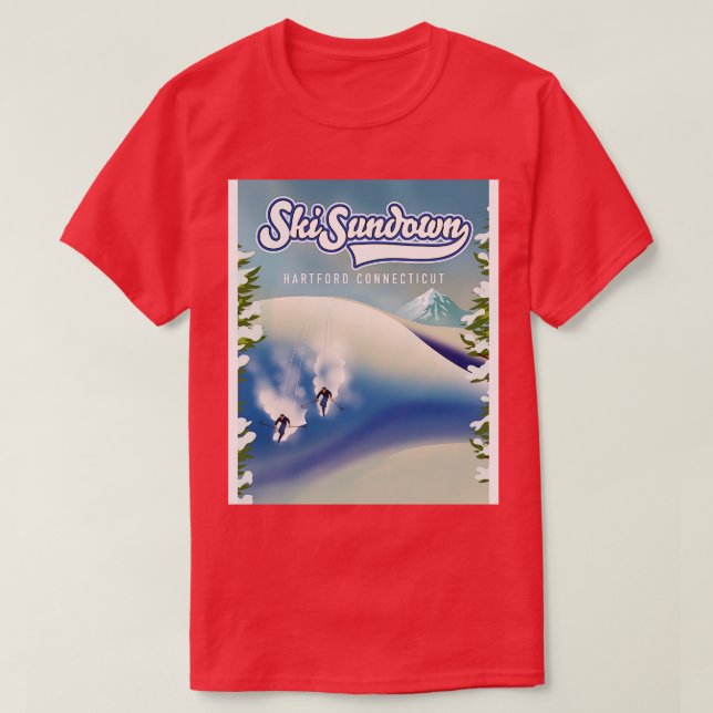 Camiseta Ski Sundown New Hartford ski poster (Diseño del anverso)