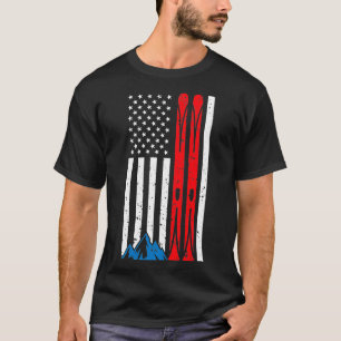 Camiseta Ski USA Bandera Americana Esquí Deportes De Invier