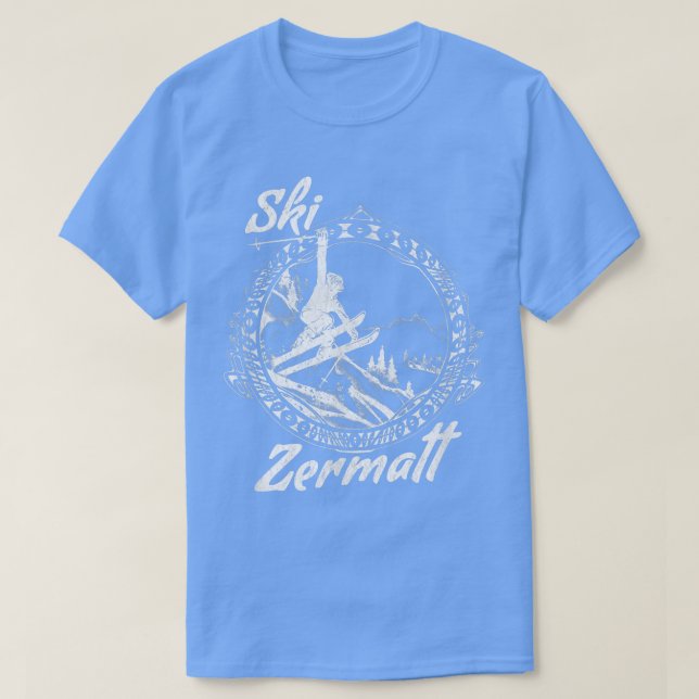 Camiseta Ski Zermatt, Switzerland Vintage Snow Skiing Vacat (Diseño del anverso)