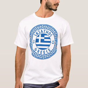 Camiseta Skiathos And Greece Flag - White Masculino