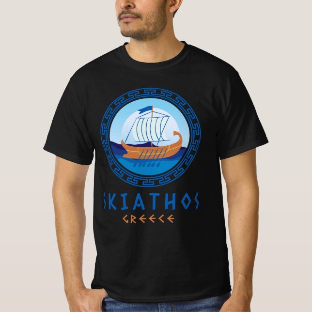 Camiseta Skiathos, Grecia: Hombres griegos de diseño de bar (Anverso)