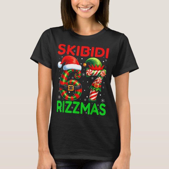 Camiseta Skibidi 67 Rizzmas Funny Six Seven Meme Christmas  (Anverso)