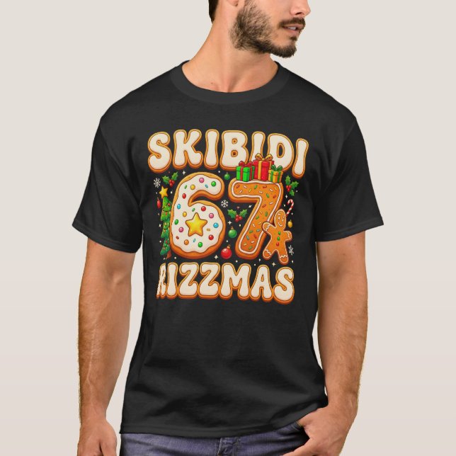 Camiseta SKIBIDI 67 RIZZMAS Six Seven Meme 6 7 Christmas (Anverso)