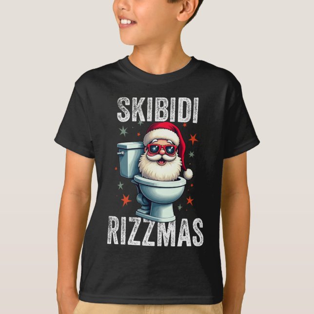 Camiseta Skibidi Rizzmas Funny Santa White Navidades (Anverso)