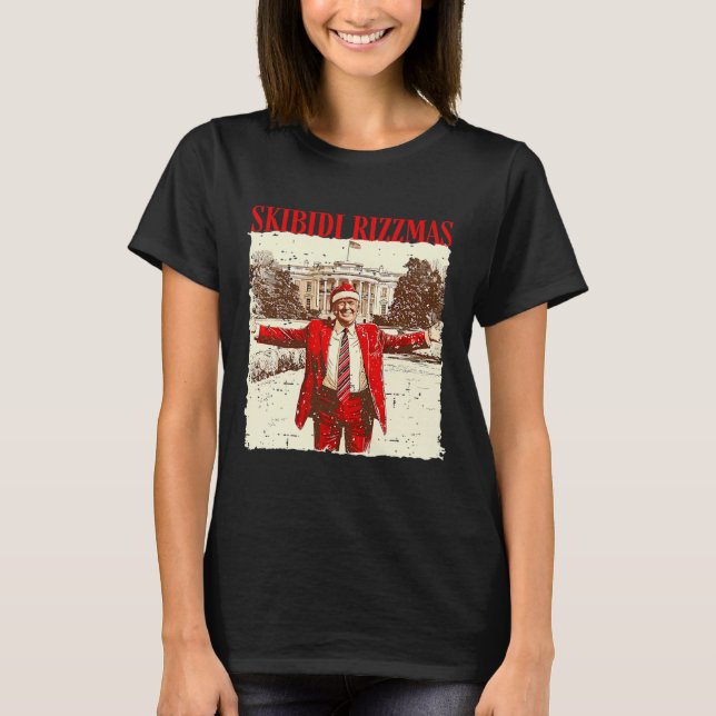 Camiseta Skibidi Rizzmas Funny Trump Rizz Navidades Santa 1 (Anverso)