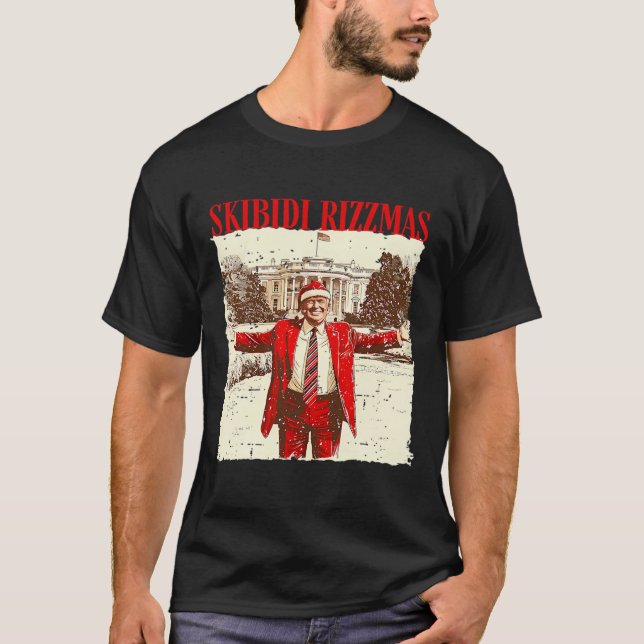 Camiseta Skibidi Rizzmas Funny Trump Rizz Navidades Santa 1 (Anverso)