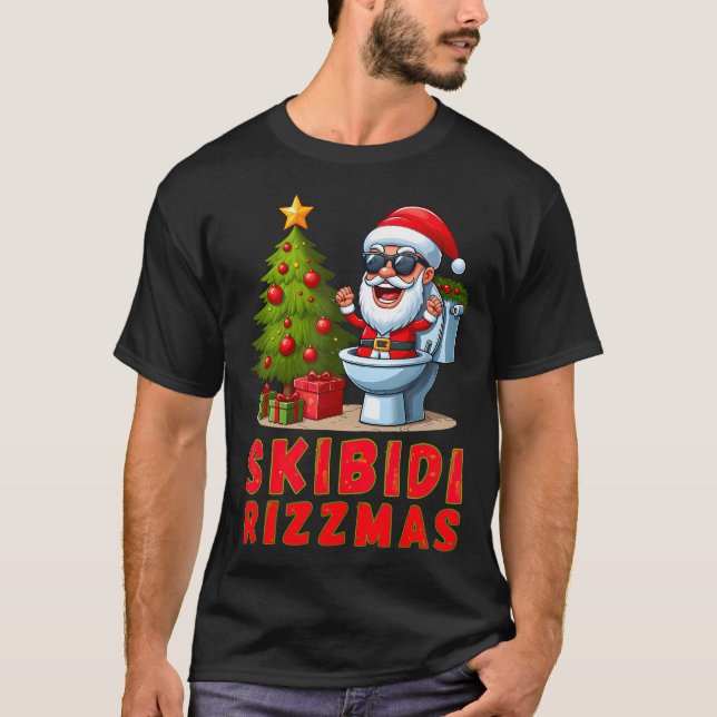 Camiseta Skibidi Rizzmas Navidades Rizz Funny Santa Claus (Anverso)
