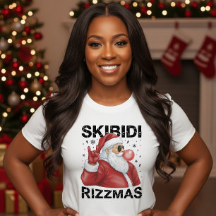 Camiseta Skibidi Rizzmas Papá Noel Divertida Navidad Blanca