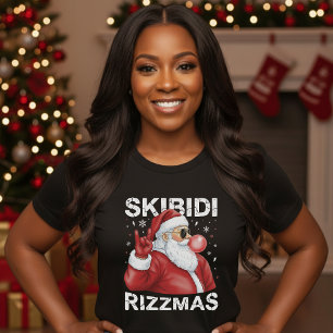 Camiseta Skibidi Rizzmas Papá Noel Divertida Navidad Negra