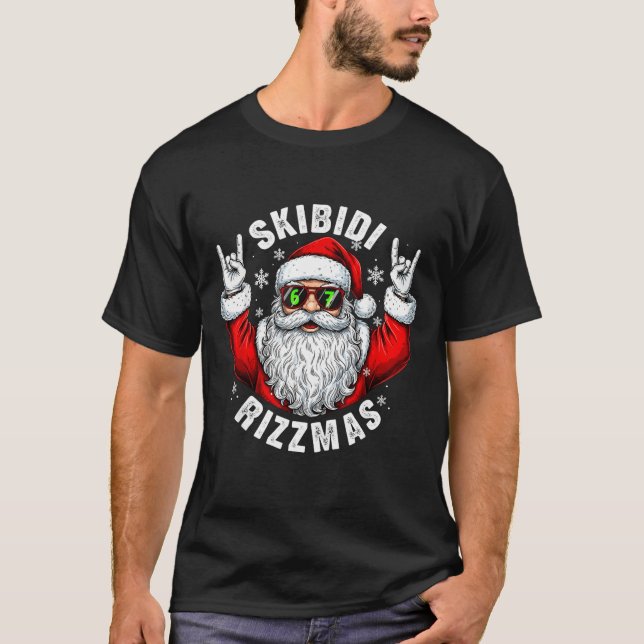 Camiseta Skibidi Rizzmas Santa Sungles Funny Christmas Men  (Anverso)