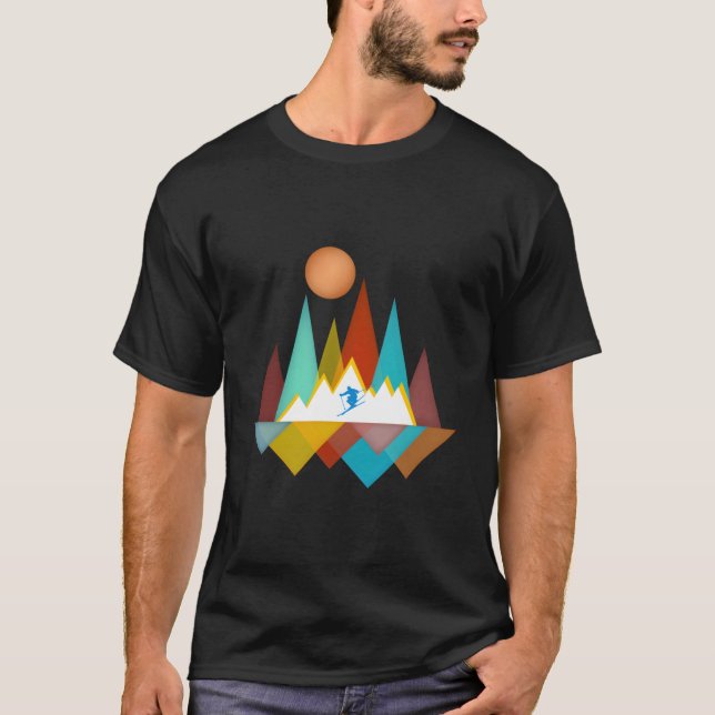 Camiseta Skier Snow Skiing Outdoor Mountains Forest Nature (Anverso)