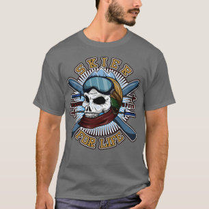 Camiseta Skierwith Ski poles gorra de esquí y gafas