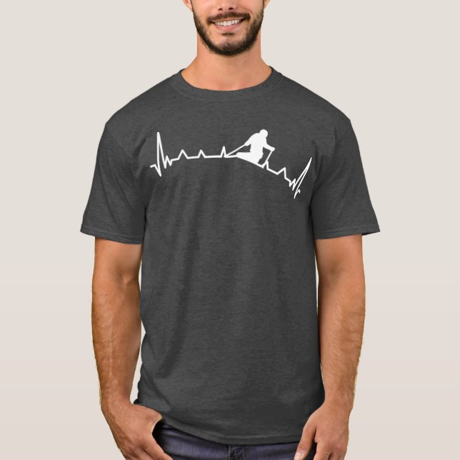 Camiseta Skiing Backcountry Skier Heartbeat Ski Telemark (Anverso)
