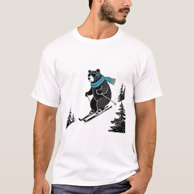 Camiseta Skiing Bear, Funny Wintersports, Dad Ski Slope, Fu (Anverso)