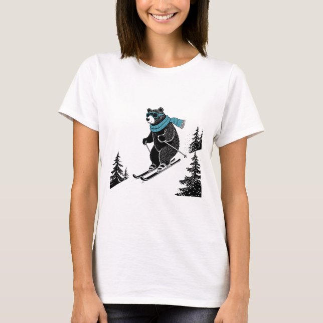 Camiseta Skiing Bear, Funny Wintersports, Dad Ski Slope, Fu (Anverso)