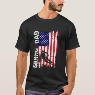 Camiseta Skiing PAPÁ Bandera Americana Patriótico Papá Día 