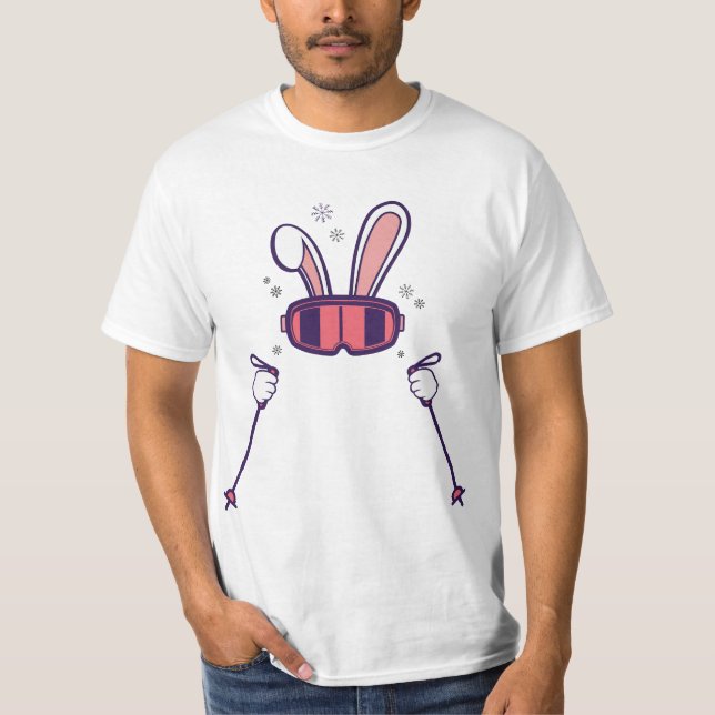 Camiseta Skiing Rabbit with Ski Poles and Ski Goggles Easte (Anverso)