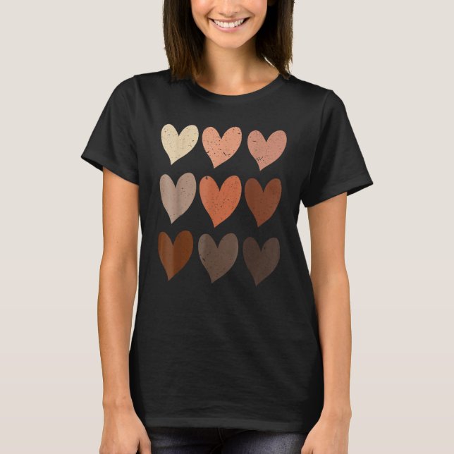 Camiseta Skin Tone Hearts Black History Melanin Afro Africa (Anverso)