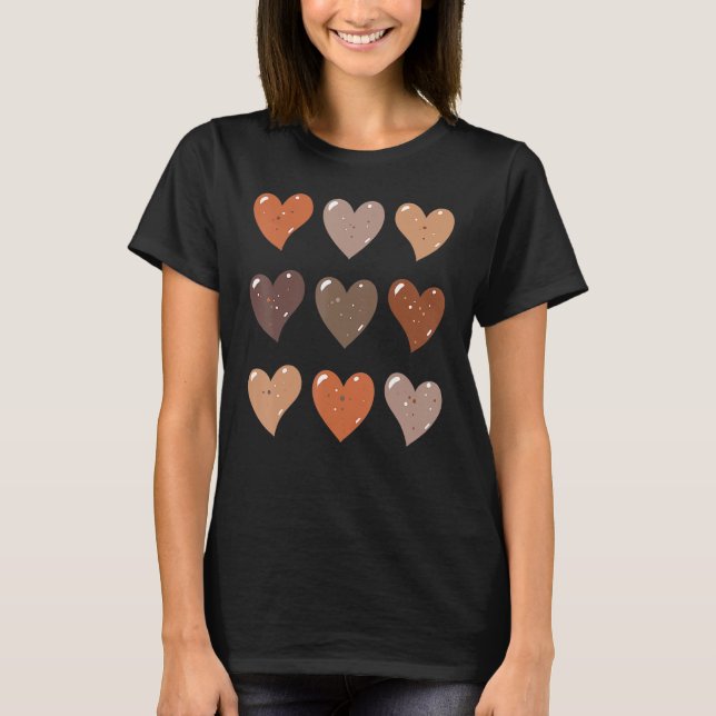 Camiseta Skin Tone Hearts Black History Melanin Afro Africa (Anverso)