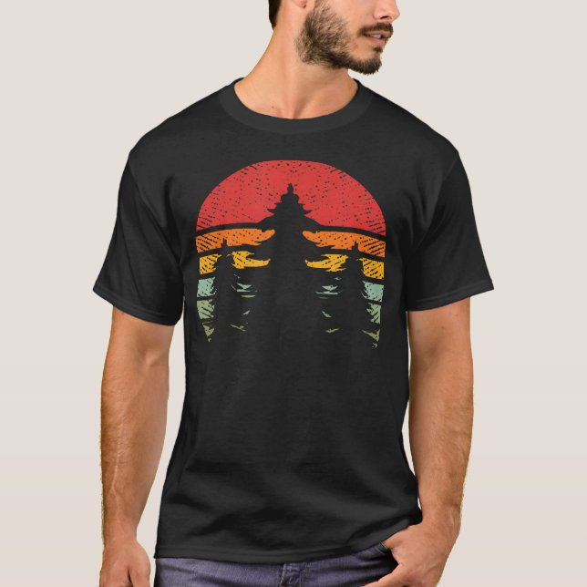 Camiseta Skinny Pine Tree Sunset Nature Viaje Verano Sender (Anverso)