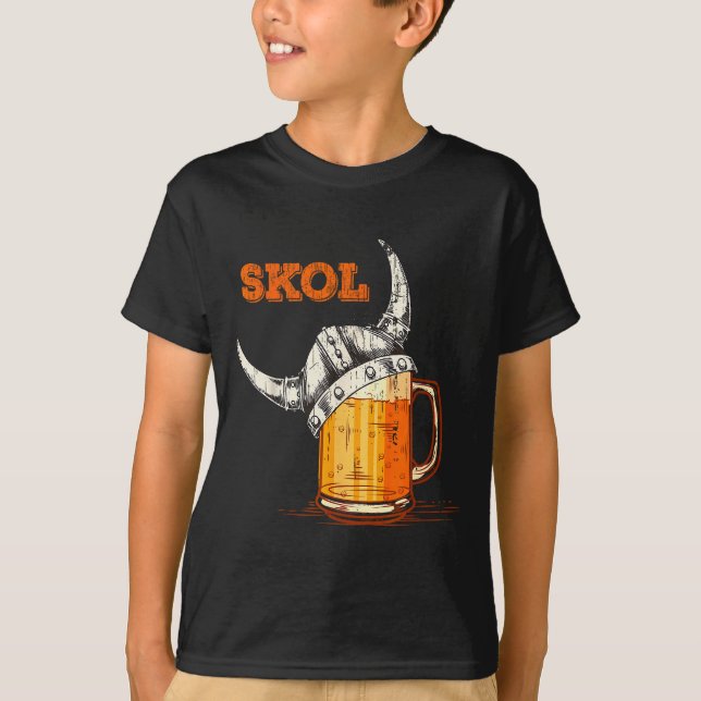 Camiseta Skol Nordic Viking Helmet Drinking Gl  (Anverso)