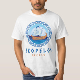 Camiseta Skopelos, Grecia Diseño de barco griego para hombr