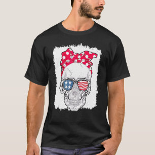 Camiseta Skull American Flag Gafas de sol Día de la Indepen