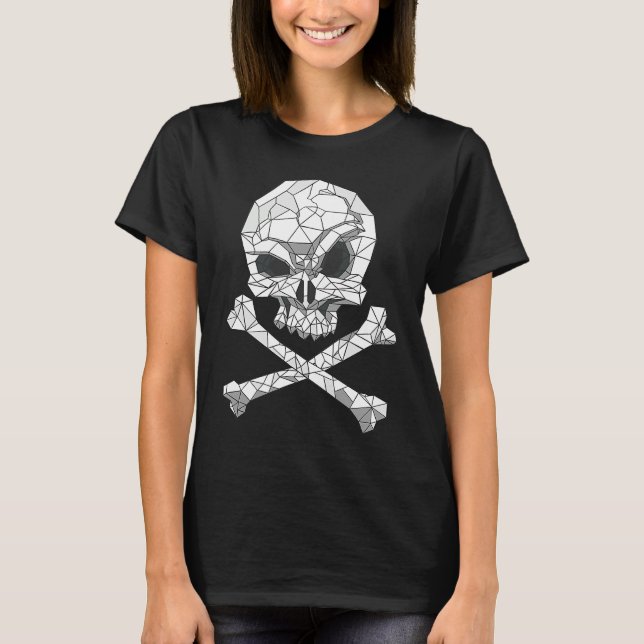 Camiseta Skull And Bones Geometric Bizarre Dark (Anverso)