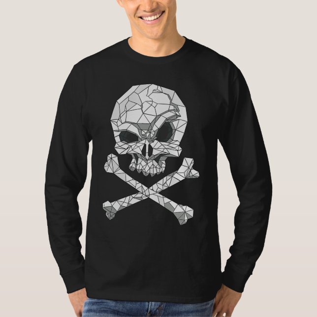 Camiseta Skull And Bones Geometric Bizarre Dark (Anverso)