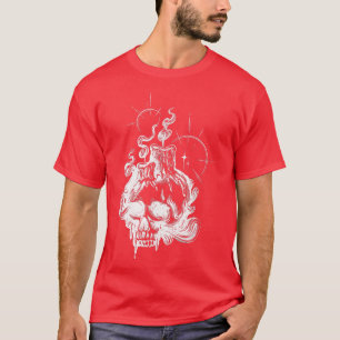 Camiseta Skull and Candles Skeleton Head Gothic Occult T-Sh