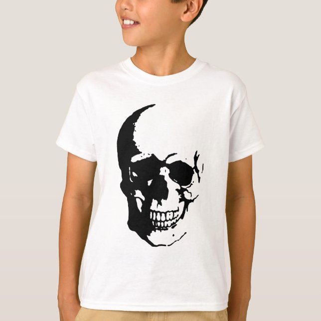 Camiseta Skull - Arte Metalizado negro y blanco (Anverso)