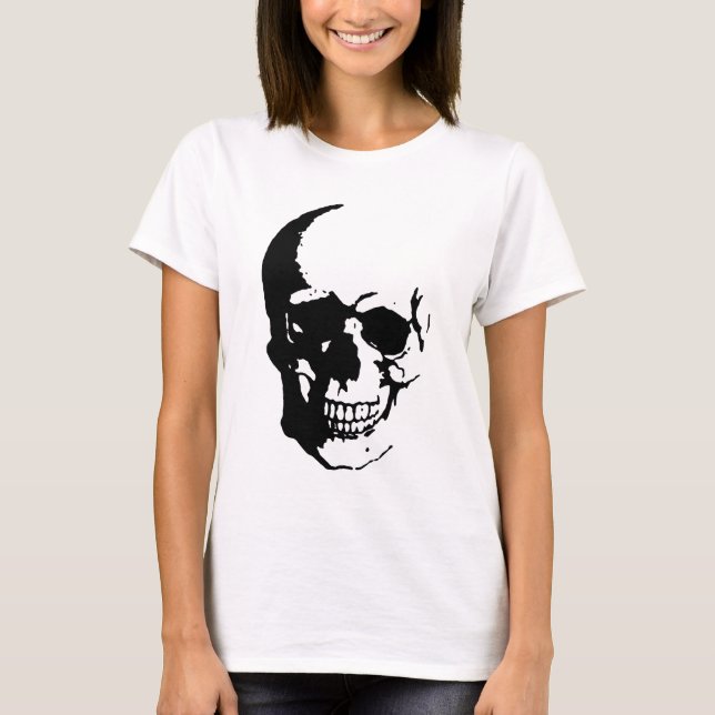 Camiseta Skull - Arte Metalizado negro y blanco (Anverso)