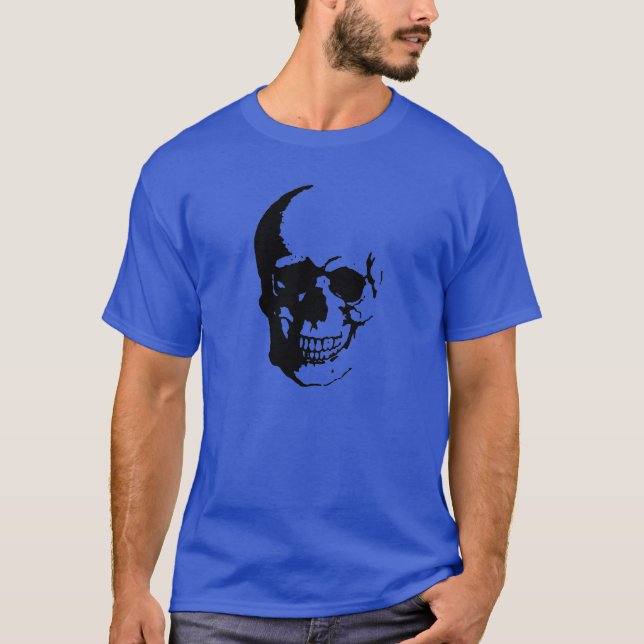 Camiseta Skull - Arte Metalizado negro y blanco (Anverso)