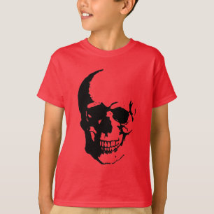 Camiseta Skull - Arte Metalizado negro y blanco