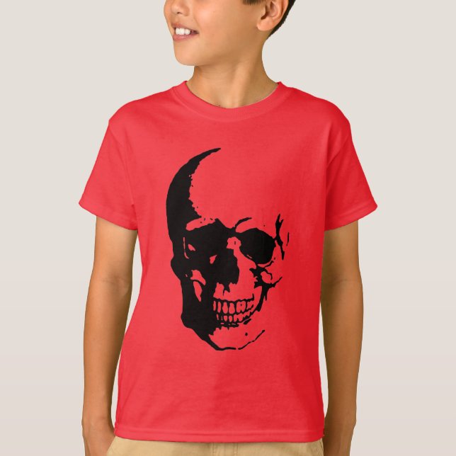 Camiseta Skull - Arte Metalizado negro y blanco (Anverso)