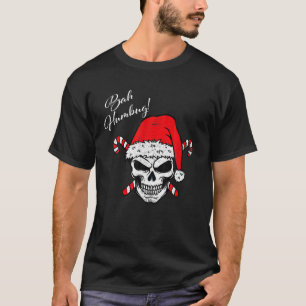 Camiseta Skull Bah Humbug Navidades divertidos Candy Santa