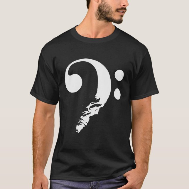 Camiseta Skull Bass Clef Bass Player Musican Music Lover Gu (Anverso)