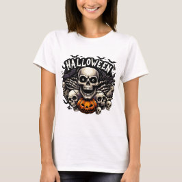 Camiseta Skull & Bats Halloween Frame Pumpkin