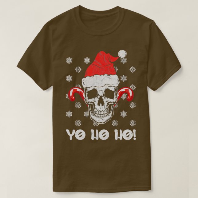 Camiseta Skull Beard Santa Hat Pirate Xmas (Diseño del anverso)