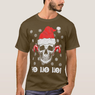 Camiseta Skull Beard Santa Hat Pirate Xmas