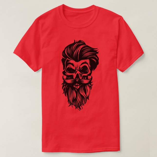 Camiseta Skull Beard Skull con barba y Mustache Funny Gi (Diseño del anverso)