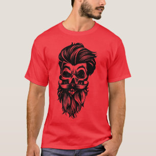 Camiseta Skull Beard Skull con barba y Mustache Funny Gi