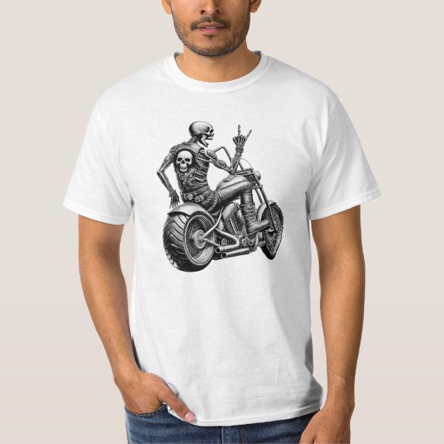 Camiseta "Skull-Biker" auf heisser Maschine (Anverso)