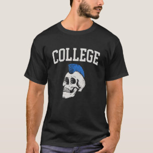 Camiseta Skull Blue Mohawk Arched College Font